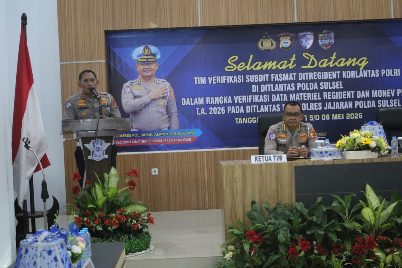 Kegiatan Verifikasi Subdit Fasmat Ditregident Korlantas Polri Di Ditlantas Polda Sulsel